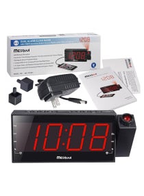 Am Fm Digital Dimmable Projection Alarm Clock Radio Black