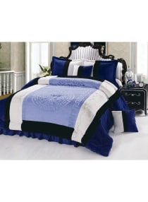 6 Piece Velour Velvet Comforter Set Velvet Grey White Black King