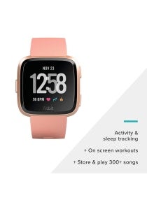 fitbit versa smart fitness watch peach rose gold