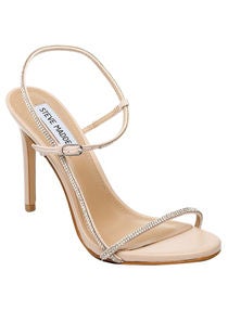 steve madden oaklyn strappy heeled sandals in rhinestone